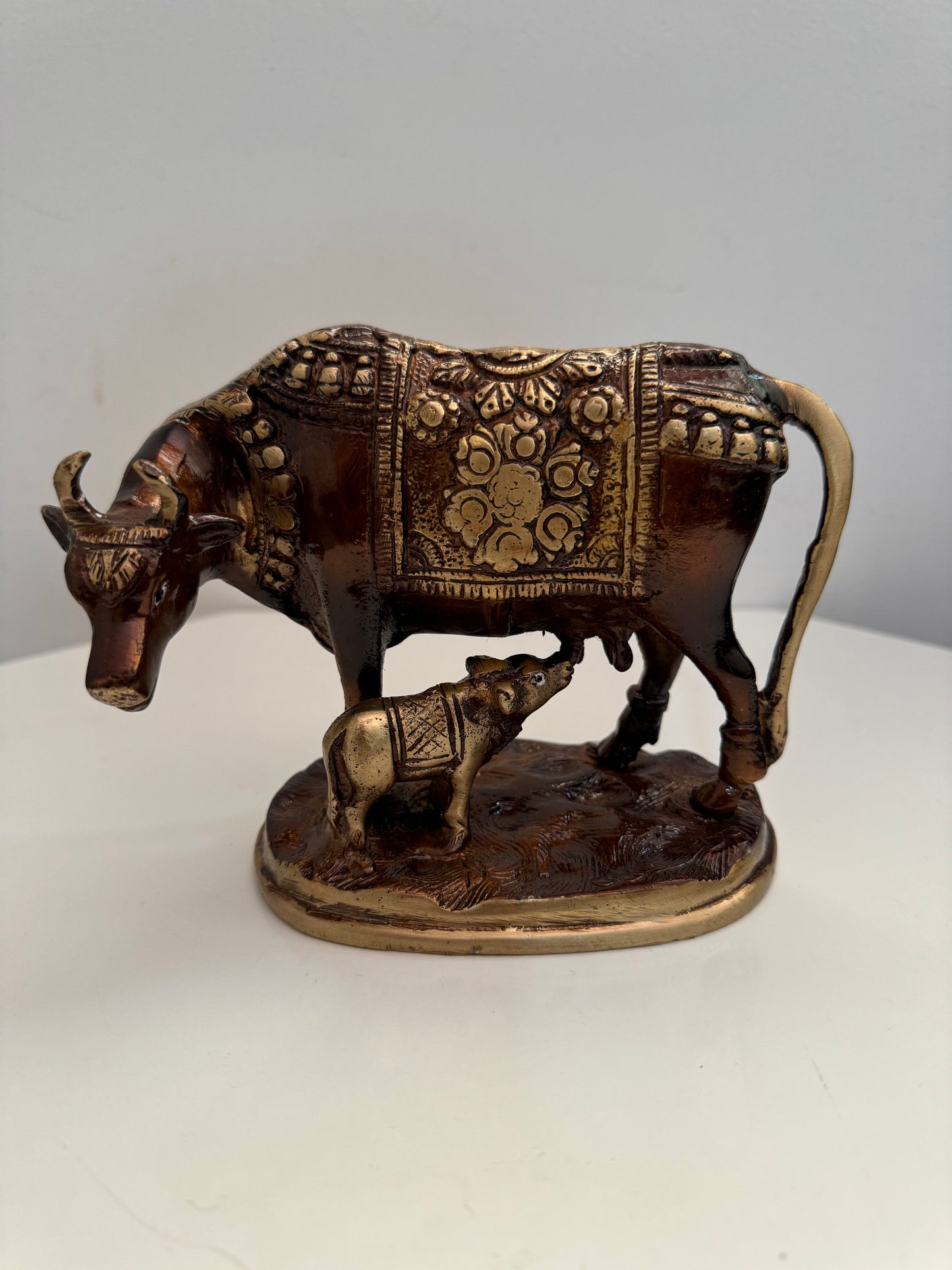 Cow with Calf Brass Murti