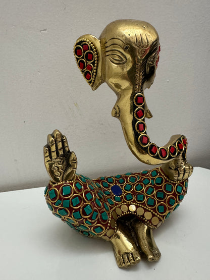 Brass Ganesh Bodiless with Minakari Work – A Symbol of Divine Artistry and Prosperity