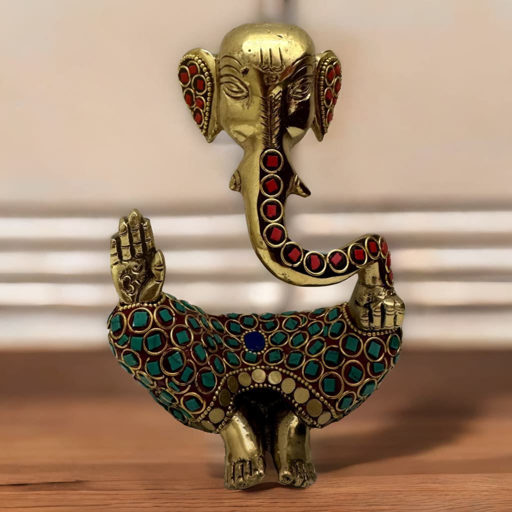 Brass Ganesh Bodiless with Minakari Work – A Symbol of Divine Artistry and Prosperity