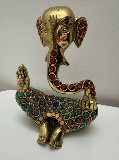 Brass Ganesh Bodiless with Minakari Work – A Symbol of Divine Artistry and Prosperity