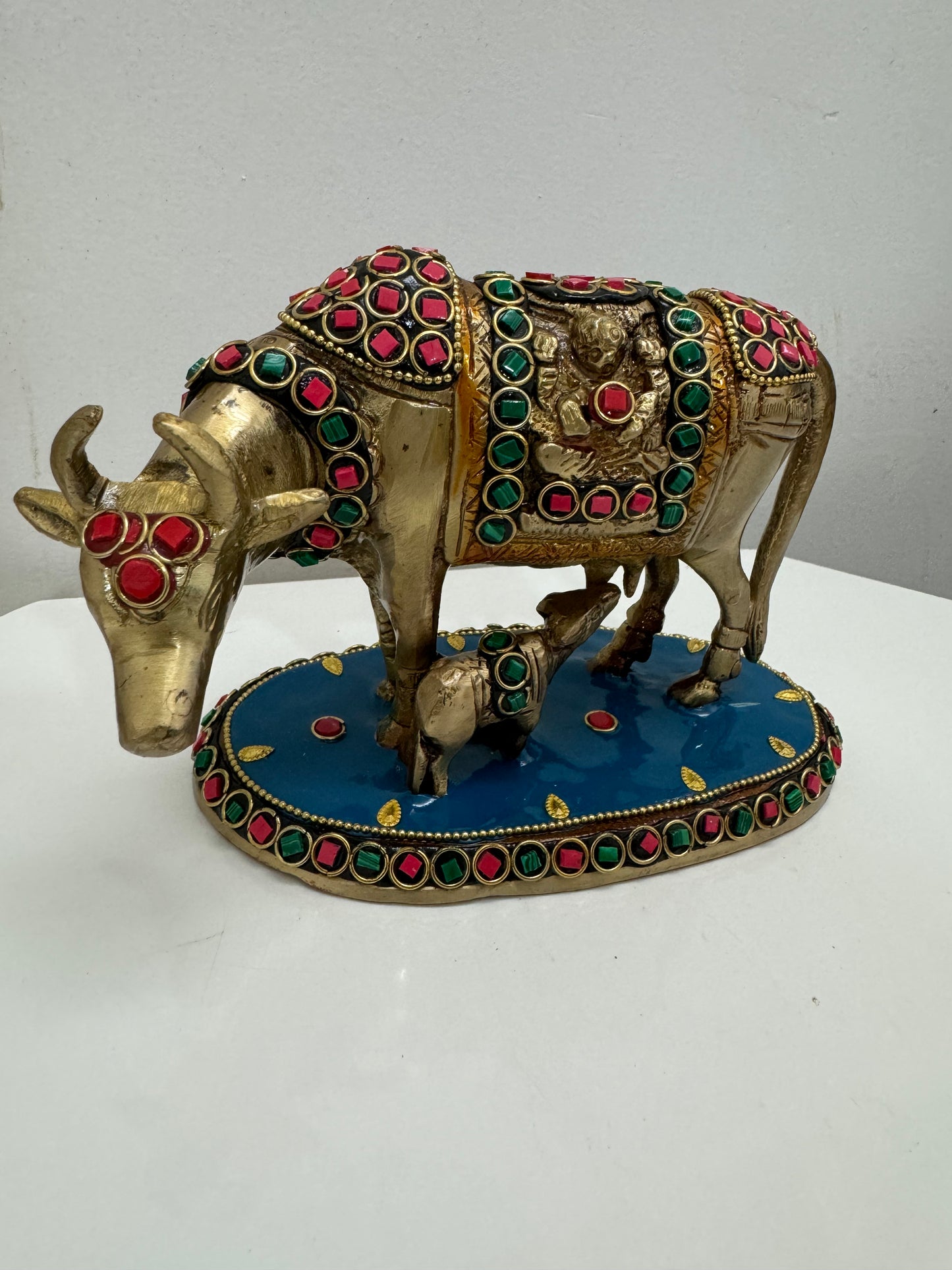 Kamdhenu Cow & Calf with Minakari Work