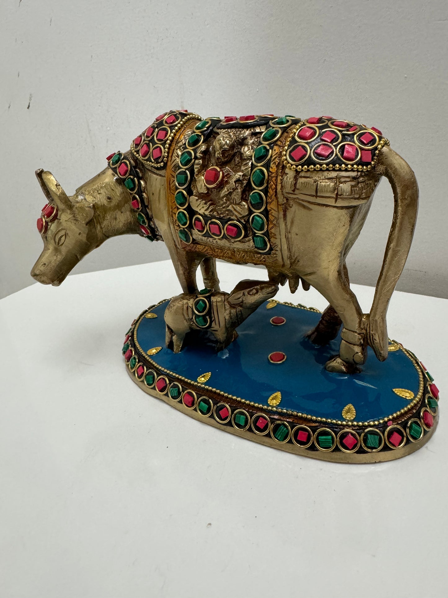 Kamdhenu Cow & Calf with Minakari Work