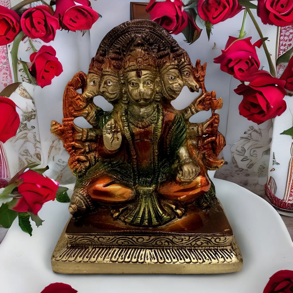 Panchmukhi Hanuman Brass Idol – Divine Protector and Symbol of Strength