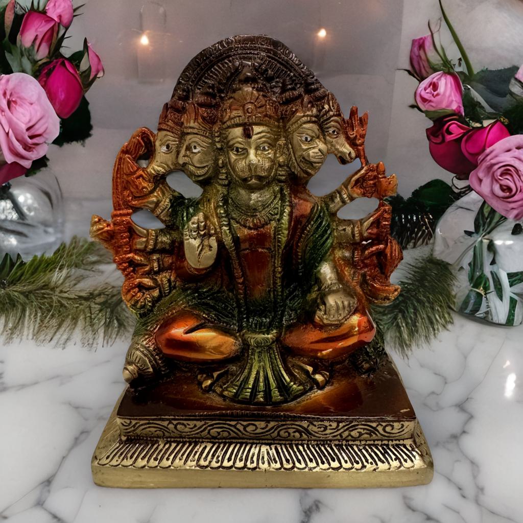 Panchmukhi Hanuman Brass Idol – Divine Protector and Symbol of Strength