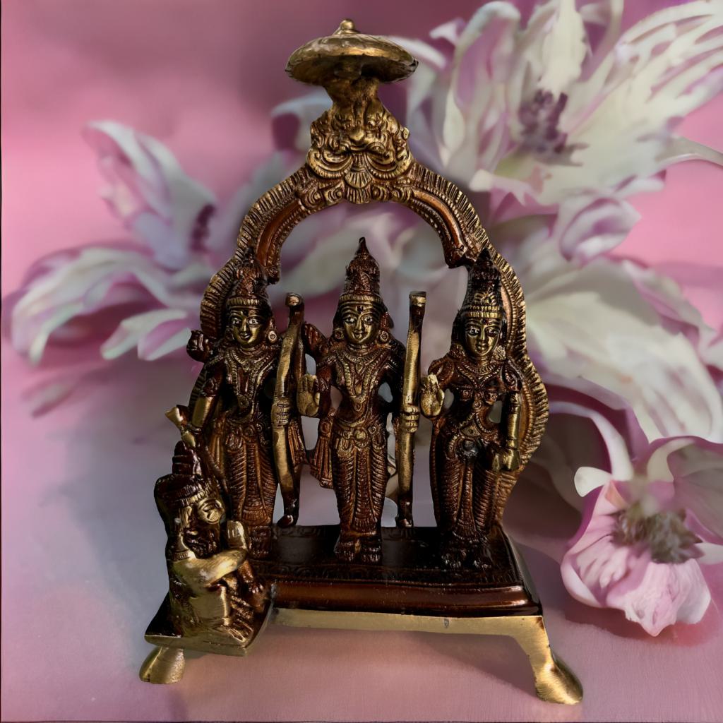 Ram Darbar Idol for Pooja – Brass Statue of Lord Ram, Sita, Lakshman, and Hanuman