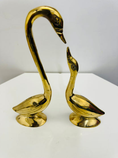 Elegant Brass Swan Couple for Home Décor - Handcrafted Showpiece