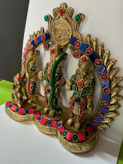 Ram Darbar Brass Murti with Meenakari Work – Handcrafted Idol of Lord Ram, Sita, Lakshman, and Hanuman