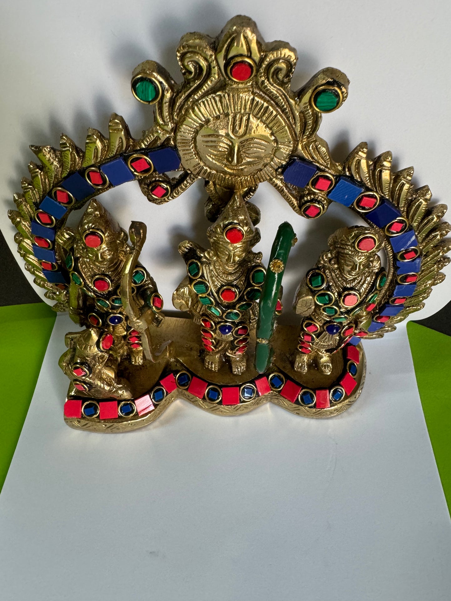 Ram Darbar Brass Murti with Meenakari Work – Handcrafted Idol of Lord Ram, Sita, Lakshman, and Hanuman